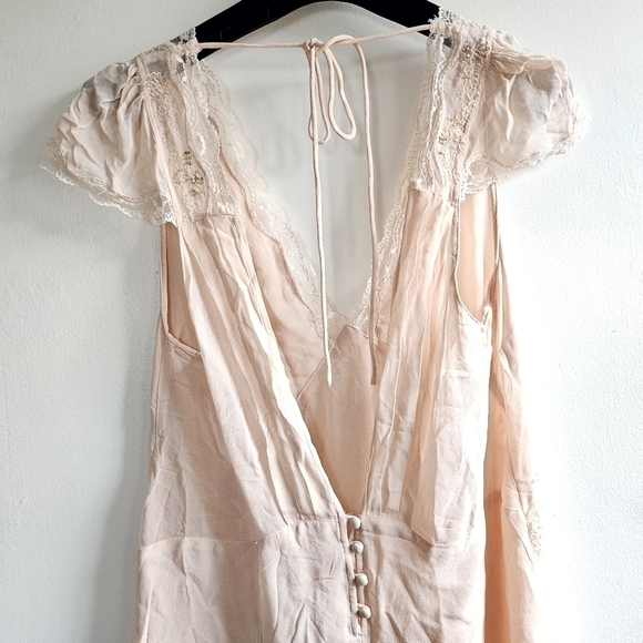 New Zara Limited Edition Embroidered Beaded Lace Blush Slip Mini Dress NWT Large - Picture 11 of 16